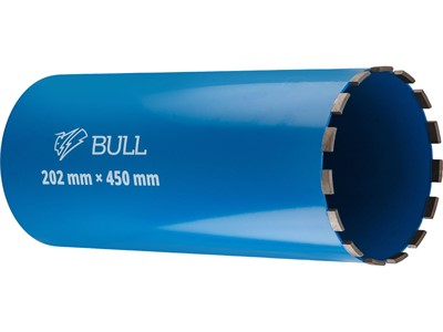 Коронка алмазная 202мм железобетон BULL, L450мм, 1 1/4", мокрое сверление