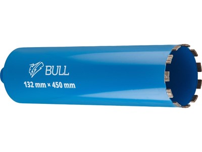 Коронка алмазная 132мм железобетон BULL, L450мм, 1 1/4", микроудар, сухое сверление