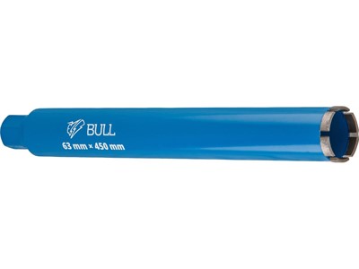 Коронка алмазная 63мм железобетон BULL, L450мм, 1 1/4", мокрое сверление