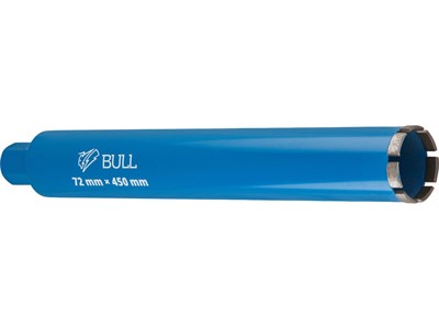 Коронка алмазная 72мм железобетон BULL, L450мм, 1 1/4", мокрое сверление