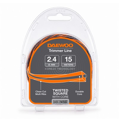 Леска для триммера (2,4 мм, 15 м, витой квадрат) DAEWOO
