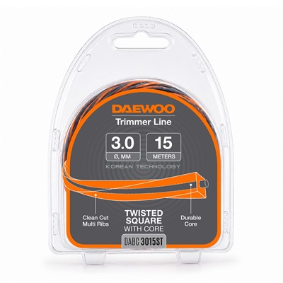 Леска для триммера (3,0 мм, 15 м, витой квадрат) DAEWOO 