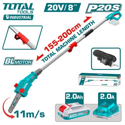 Высоторез цепной аккумуляторный TOTAL TPSLI20281 (20В, шина 20 см, АКБ 2 А/ч+зу)