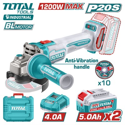 Углошлифмашина аккумуляторная TOTAL TAGLI2120252 - фото 206552