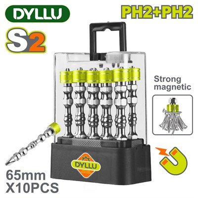 Бита PH2 + PH2 65 мм DYLLU DTSV3B01 (10 шт) - фото 206694
