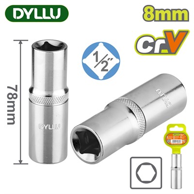 Торцевая головка удлиненная 1/2 " 8 мм DYLLU DTSC7208 - фото 206740