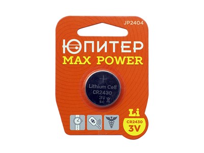 Батарейка CR2430 3V lithium - 1 шт. MAX POWER ЮПИТЕР