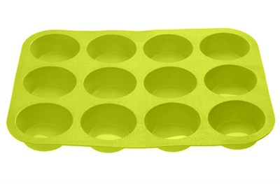 Форма для выпечки, силиконовая, прямоугольная на 12 кексов, 33х25х3 см, зеленая, PERFECTO LINEA