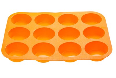 Форма для выпечки, силиконовая, прямоугольная на 12 кексов, 33х25х3 см, оранжевая, PERFECTO LINEA