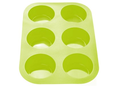 Форма для выпечки, силиконовая, прямоугольная на 6 кексов, 26х17,5х3 см, зеленая, PERFECTO LINEA