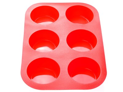 Форма для выпечки силиконовая, прямоугольная на 6 кексов, 26х17,5х3 см, красная, PERFECTO LINEA
