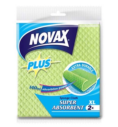Салфетки влаговпитывающие XL 2шт NV Plus (натуральная целлюлоза, зеленый, размер 18 x 20 см) (NOVAX) - фото 23312