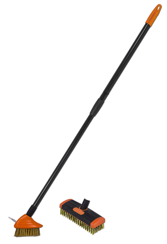 Щетка для мойки тротуарной плитки с телескопическими ручками 80-140 см, со сменной насадкой