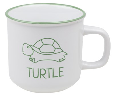 Кружка керамическая, 450 мл, серия Черепаха, белая (с черепахой зеленого цвета)