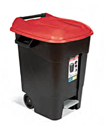 Контейнер для мусора пластик 100 л с педалью (красн. крышка)