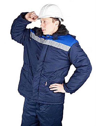 Куртка утепленная с капюшоном "Бригадир" все размеры (синяя-василек)