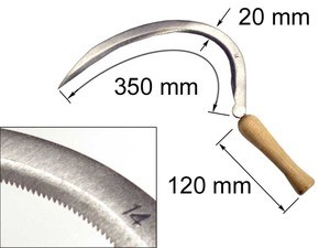 Серп, лезвие 350 мм, деревянная ручка