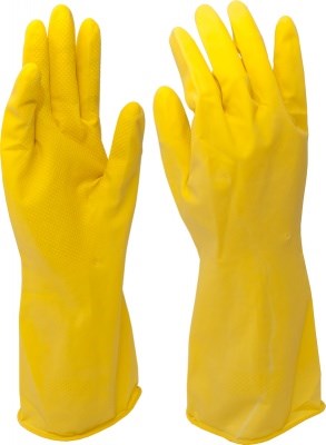 Перчатки хозяйственные, латексные, х/б напыление, разм.M, желтые KERN (пара)