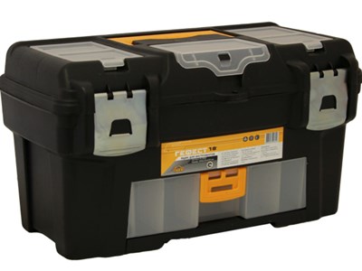 Ящик для инструмента пластмассовый ГЕФЕСТ 43х23,5х25 см (18") мет. замки ( с консолью и секциями)