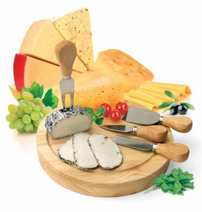 Набор для резки сыра из 4-х приборов и деревянной доски «РОКФОР», BRADEX