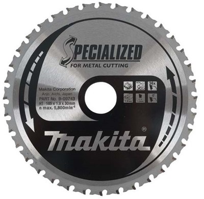 Пильный диск для металла,185x30x1.6 мм x48T, Makita