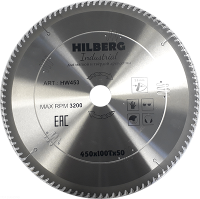 Диск пильный по дереву Hilberg Industrial 450*50 мм, 100Т зубов