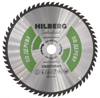 Диск пильный Hilberg Industrial Дерево 315*30*60Т