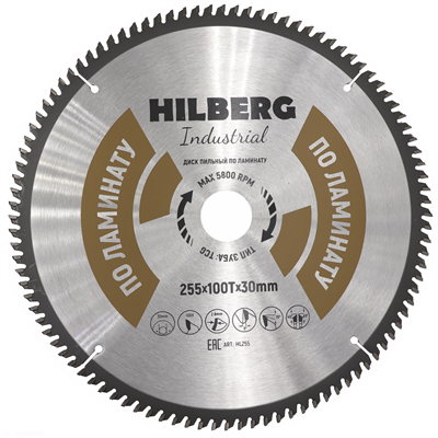 Диск пильный по ламинату Hilberg Industrial 255*30 мм, 100Т зубов