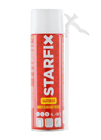Пена монтажная бытовая всесезонная STARFIX Straw Foam (500 мл)