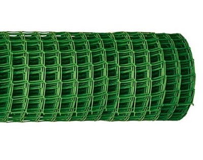 Решетка заборная в рулоне, 1х20 м, ячейка 15х15 мм, пластиковая, зеленая