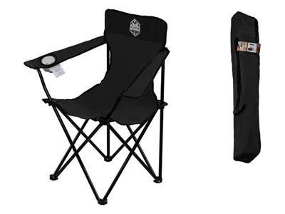 Кресло складное кемпинговое с держателем для бутылок + чехол, черное, серия Coyote "ARIZONE"