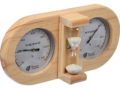 Термометр с гигрометром Банная станция с песочными часами, "Банные штучки" (БАННЫЕ ШТУЧКИ) - фото 88511