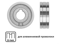 Ролик подающий ф 30/10 мм, шир. 10 мм, проволока ф 0,8-1,0 мм (U-тип) (для мягкой проволоки: алюминий) (SOLARIS)