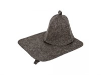 Набор для бани из 2-х предметов (шапка, коврик), серый, Hot Pot