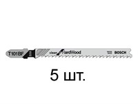 Пилка лобз. по дереву/ламинату T101BF (5 шт.) BOSCH (пропил прямой, тонкий, для точного реза, в т.ч. в твердой древисине)