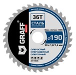 Диск пильный по стали и металлопрофилю 190х30х1,8/1,4 мм 36 зуб. GRAFF Expert
