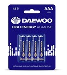 Батарейка AAA LR03 1,5V alkaline BL-4шт DAEWOO HIGH ENERGY