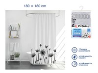 Шторка для ванной  (12 колец в комплекте), 180x180 см, Harmony, цветочные тени, PERFECTO LINEA