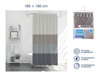 Шторка для ванной (12 колец в комплекте), 180x180 см, Harmony, волны, PERFECTO LINEA