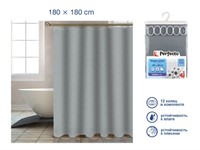 Шторка для ванной  (12 колец в комплекте), 180x180 см, Harmony, жемчужно-серый, PERFECTO LINEA