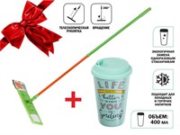 Швабра для пола с насадкой из микрофибры,Джайв+кружка керамическая,400 мл,PERFECTO LINEA