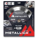Диск пильный по стали 305x25.4 мм, 64 зуба, Т=2.8 мм METALLICA Ultra