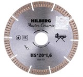 Диск алмазный отрезной Hilberg сегментный-турбо 115x20 Master Ceramic 