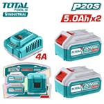 Аккумулятор 2x5 А/ч 20 В с зарядным устройством TOTAL