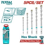 Набор сверл по бетону шестигранным хвостовиком TOTAL  (5 шт)