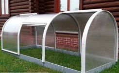 Парник из поликарбоната 5х1.2х0.9 м со сдвижными стенками и теплой грядкой, Красавик-500