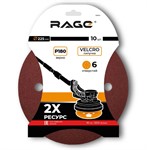 Круги шлифовальные 225 мм P180 на липучке 10шт, 6 отв RAGE