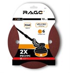 Круги шлифовальные 225 мм P240 на липучке 10шт, 6 отв RAGE