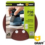 Круг шлифовальный 150 мм P36 5 шт 8 отверстий GRAFF
