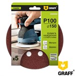 Круг шлифовальный 150 мм P100 5 шт 8 отверстий GRAFF